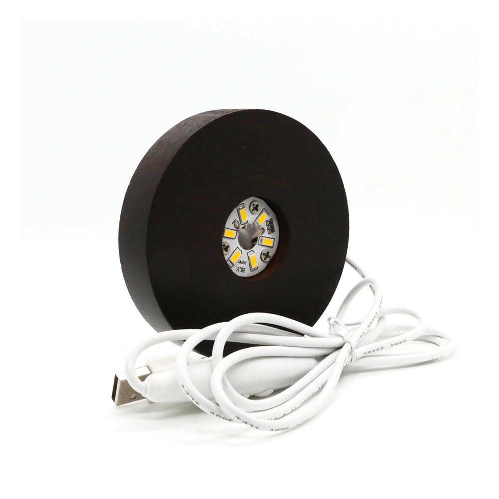 Dimming LED Display Stand Light Base for Crystal Glass Art Dark Brown/Yellow - Mintso Online Store
