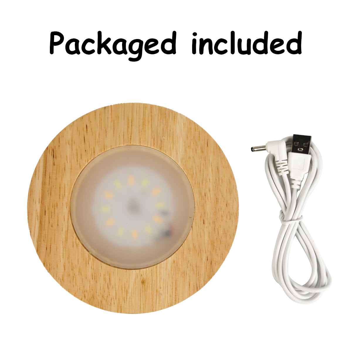 4.7" LED Display Stand for Crystal Art - Battery/USB Oak Wood Base with Touch Dimming, Decorative Lighting for Glass Decor & Collectibles